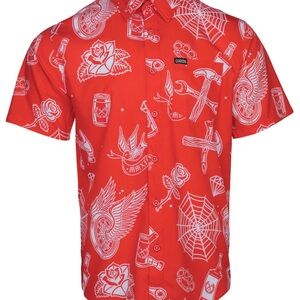 DIXXON “Party Boy” Men’s 2XL Red and White Men's Casual Shirt